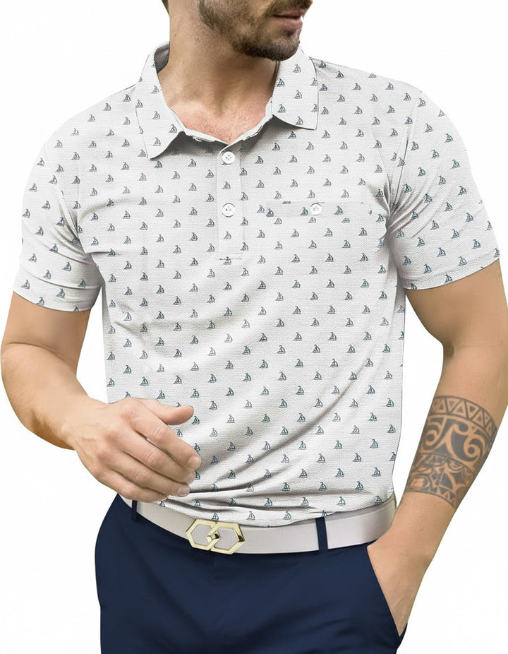 HAPPY BAY Boat Grey Mens Golf Polo Shirt P10343