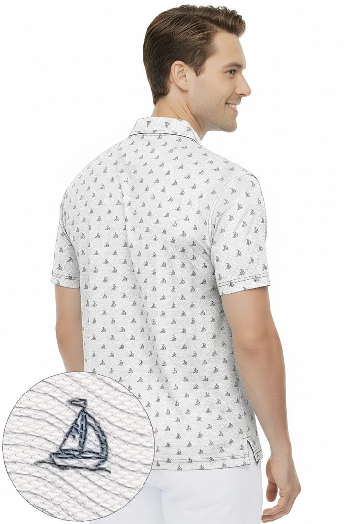 HAPPY BAY Boat Grey Mens Golf Polo Shirt P10343