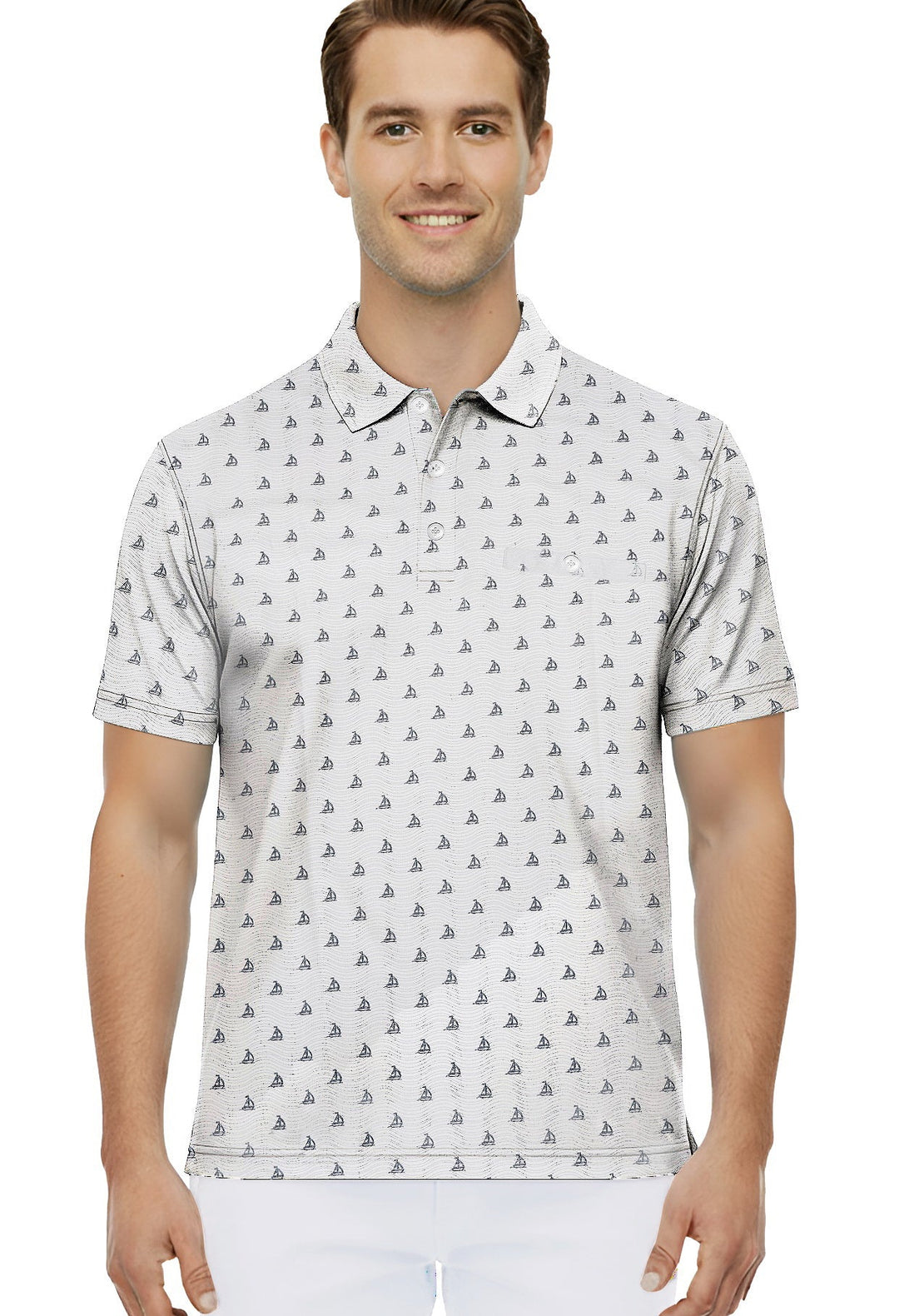 HAPPY BAY Boat Grey Mens Golf Polo Shirt P10343