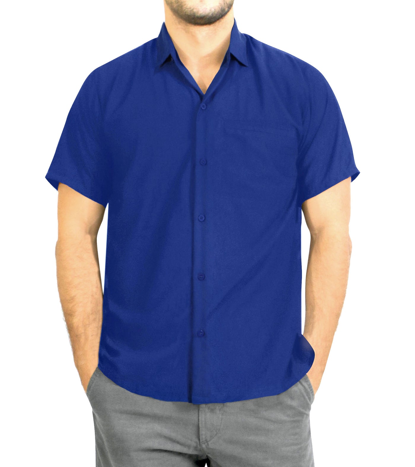 Blue Rayon Blend One pocket Casual Shirt for men