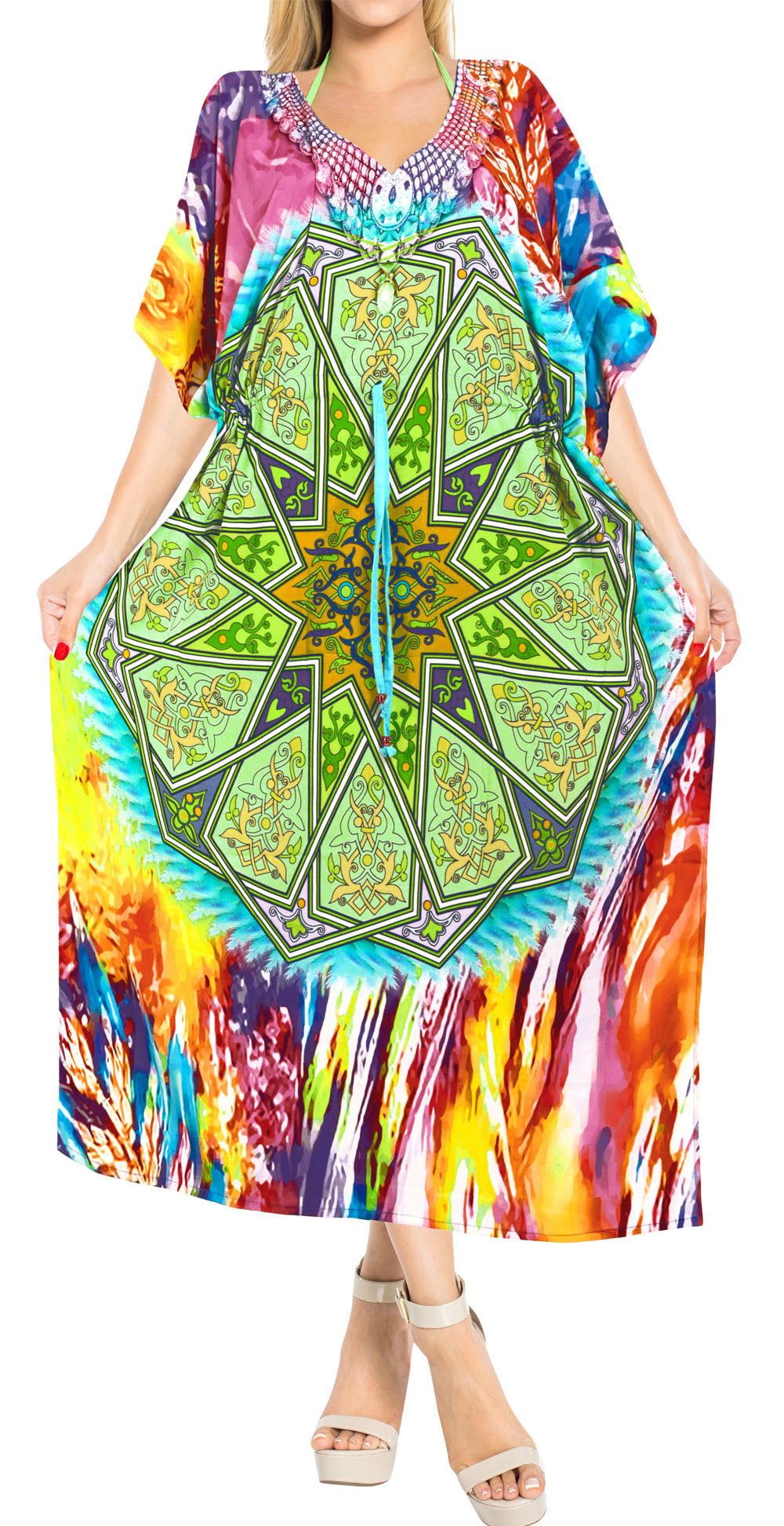 Geometrical Mandala Art Caftan for women