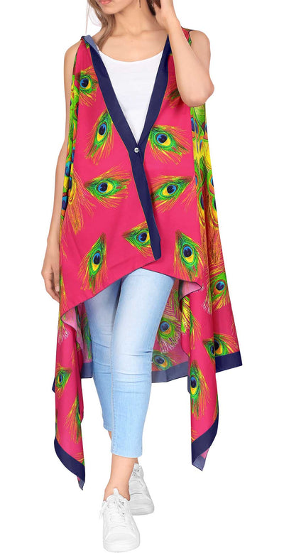 Peacock Feathers High low Kimono for women