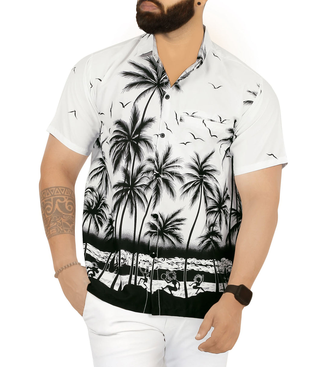 beach shirt for men hawaiian clothing for men hawaiian shirt hawaiian style clothing with palm tree printed shirt for men