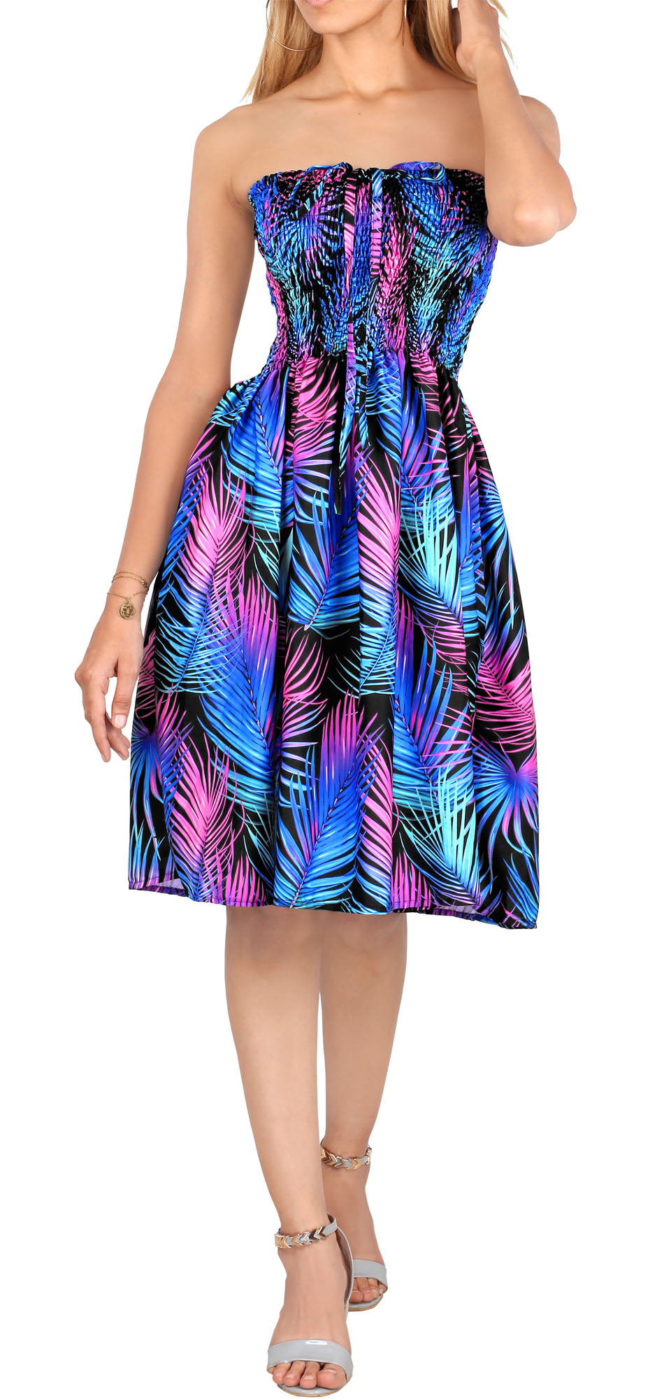 Midnight Palm Short Dress for women P00844
