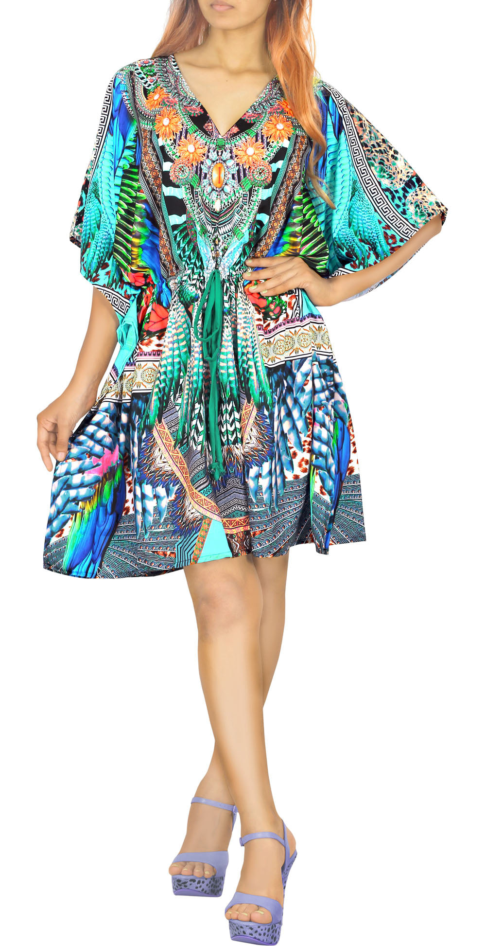 Tribal Turquoise Short Caftan for women